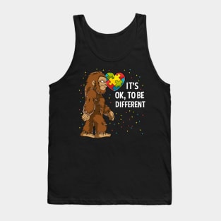 Bigfoot Sasquatch It's Ok To Be Different Autism Awareness Gift Tank Top